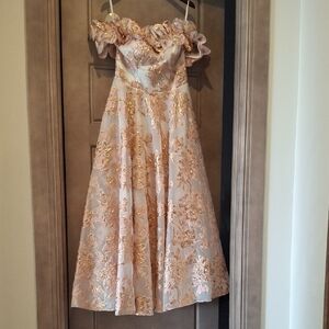 Elegant Pink and Gold Evening Dress